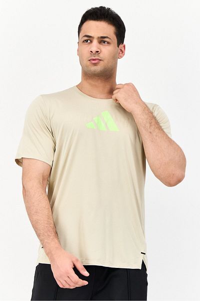 adidas Men Sportswear Fit Short Sleeve Training T-shirt, Beige