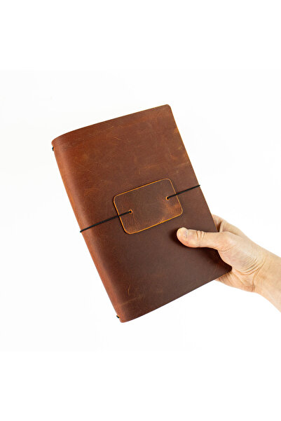 noft A5 Travel Notebook Deri Defter Kılıfı - Seyahat Defteri 16 x 23 cm