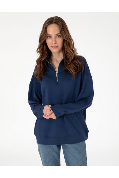Pierre Cardin Navy Blue Regular Fit Modal Fabric Sweatshirt 50308116 -Vr033