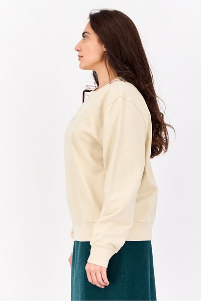 Esprit Women Crew Neck Solid Long Sleeves Sweatshirt, Beige