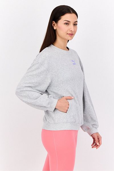 Puma Women Sportswear Fit Long Sleeve Outdoor Sweatshirt, Grey Heather