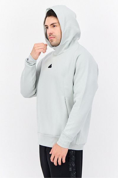 adidas Men Sportswear Fit Long Sleeves Outdoor Hooded Sweatshirt, Light Grey