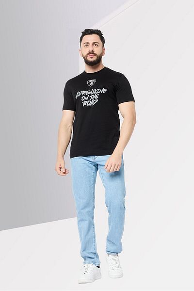 Lamborghini Men Crew Neck Short Sleeves Graphic Print T-Shirt, Black