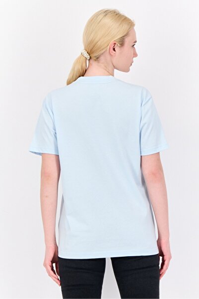 Esprit Women Crew Neck Brand Logo Short Sleeves T-shirt, Light Blue