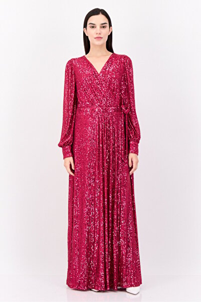 Phase Eight فستان ماكسي نسائي بحزام من الترتر، لون فوشيا