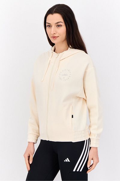 adidas Women Sportswear Fit Long Sleeves Outdoor Sweatshirt, Beige