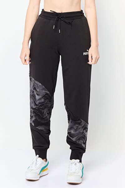 Puma بنطال رياضي رياضي نسائي رياضي من Fit Power Cat Marbleized باللون الأسود