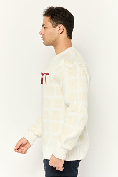 Esprit Men Crew Neck Knitted Sweater, Cream