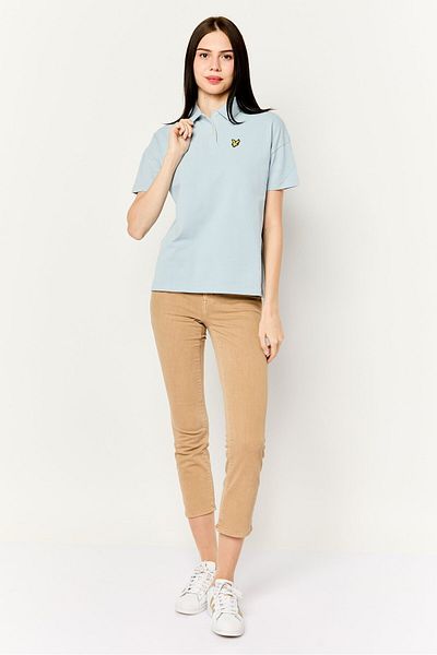 Nautica Women Regular Fit Embroidered Logo Short Sleeves Polo, Light Blue