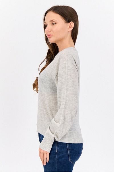 Esprit Women Crew Neck Heather Sweater, Light Grey