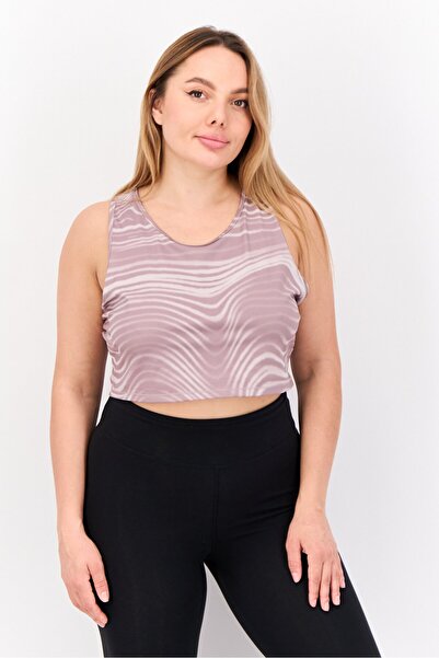 Puma بلوزة يوغا رياضية قصيرة للنساء، لون بني رمادي