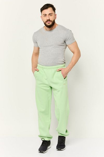 Esprit Men Regular Fit Brand Logo Sweatpants, Light Green
