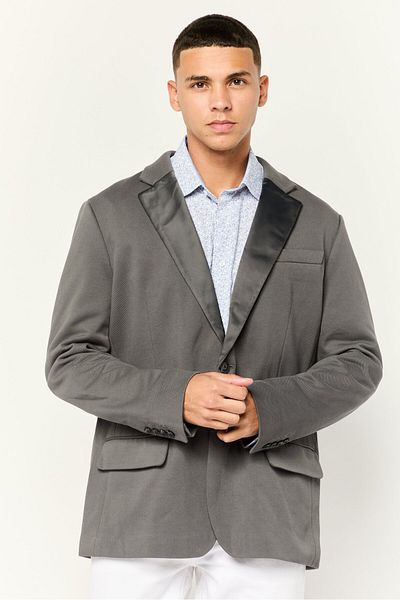 Esprit Men Regular Fit Solid Semi-formal Blazer, Dark Grey