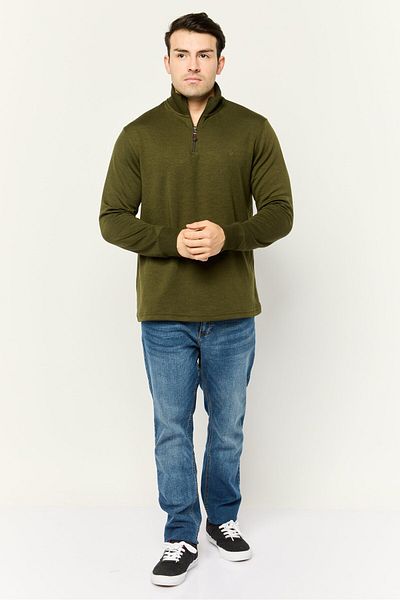 Chaps Men Mock Neck Long Sleeve Embroidered Logo Sweatshirt, Forest Green