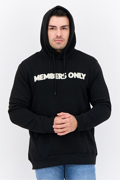 Members Only Men Embroidered Logo Long Sleeves Hoodie, Black