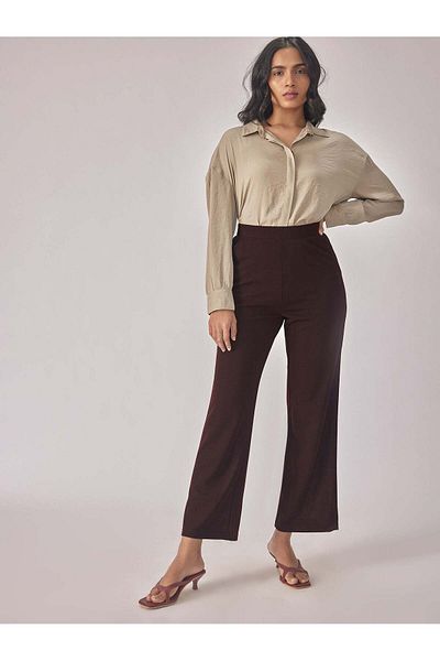 The Label Life Merlot Knit High Waisted Pants