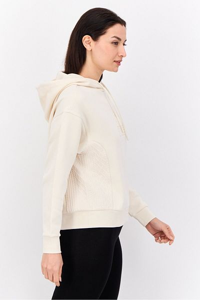 adidas Women Sportswear Fit Long Sleeve Outdoor Hoodies, Cream