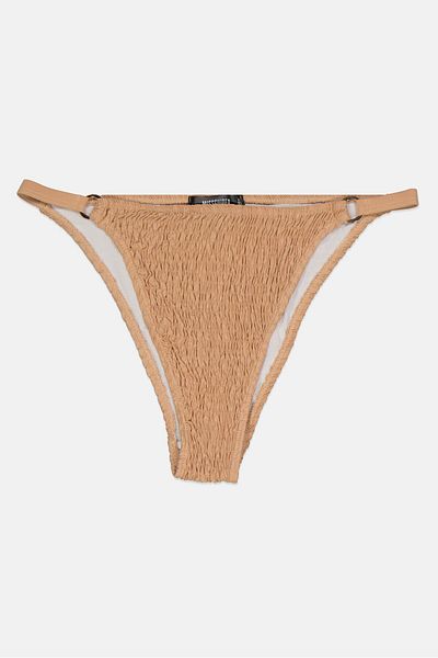 Missguided Women High Leg Bikini Bottom, Beige