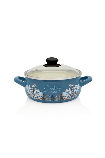 Metalac 1.5l saucepan with glass lid Cooking Delight Metalac, enamel, 16cm, 1.5l
