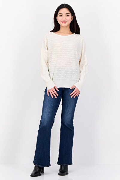 Madison + Hudson Women Crew Neck Knitted Sweater, Off White