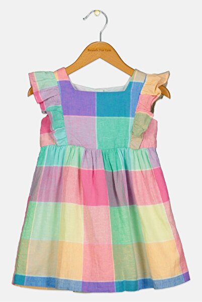 GAP Toddlers Girl Color Block Ruffle Sleeve Dress, Multicolor