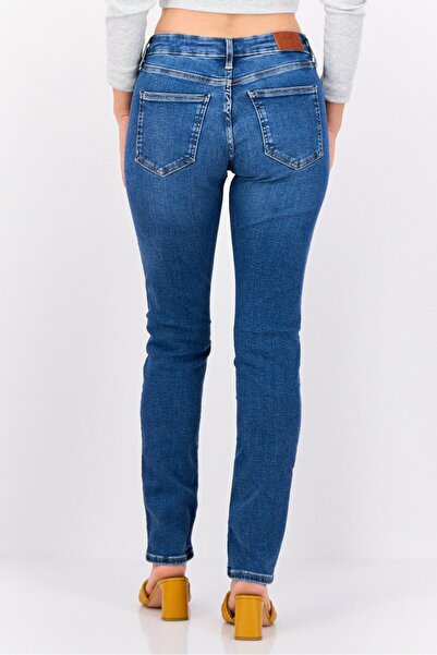 Esprit Women Slim Fit Washed Mid Rise Stretchable Denim, Blue