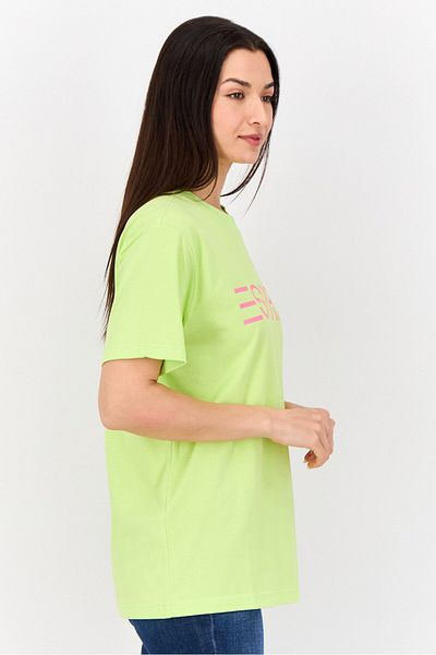 Esprit Women Crew Neck Short Sleeves Graphic Print T-shirt, Lime Green