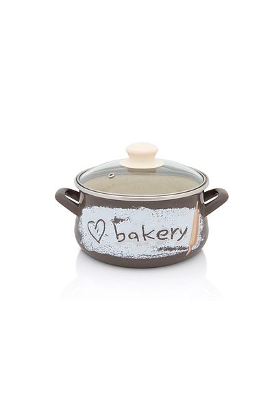 Metalac 3l pot with glass lid Bakery Metalac, enamel, 18cm, 3l