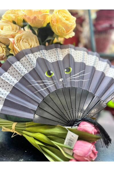 baytoptan Plastik Kedi Tasarımlı Yelpaze