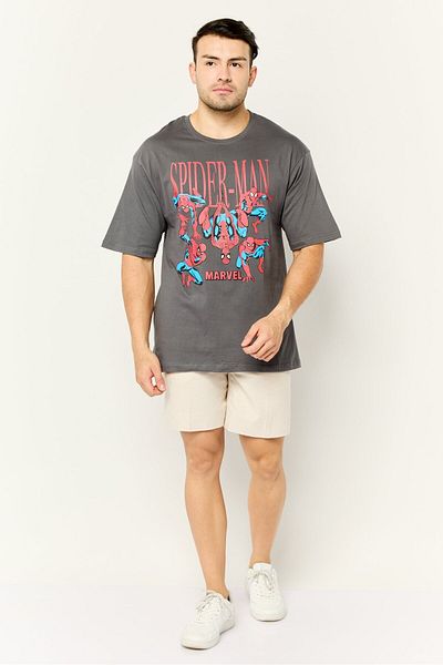 Marvel Men Crew Neck Short Sleeves Graphic Print T-shirt, Grey