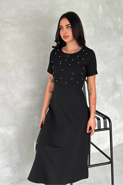 Neşeli Butik Women's Pearl Detailed Midi Length Dress Nbk4184
