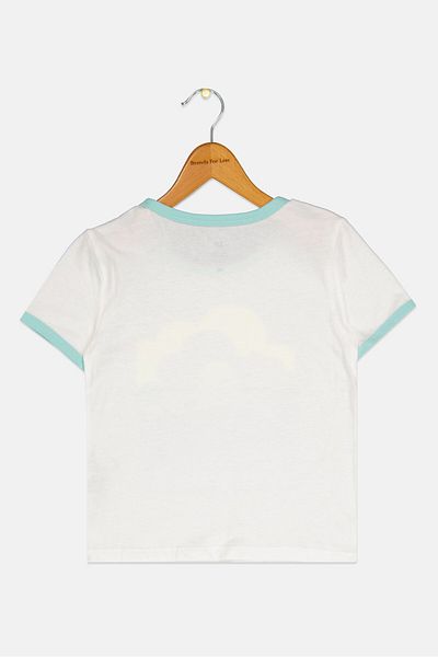 GAP Kids Girl Round Neck Short Sleeves Graphic Print Top, White