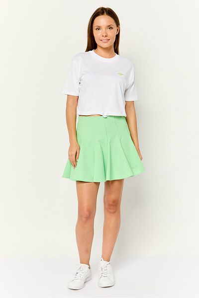 Esprit Women Round Neck Short Sleeves Embroidered Logo Crop Top, White