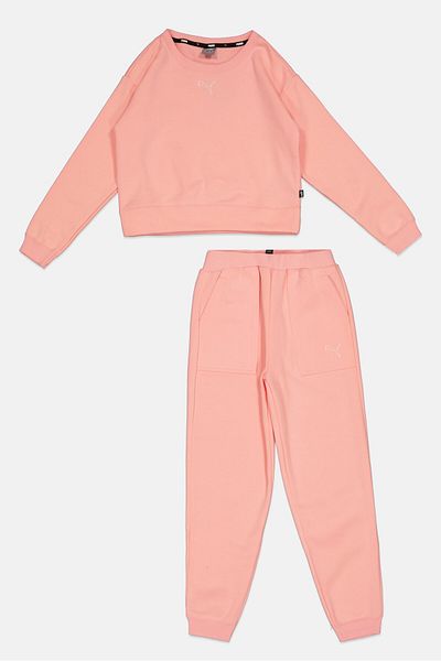 Puma Kids Girl 2 Pieces Relaxed Fit Training Tracksuits, Peach