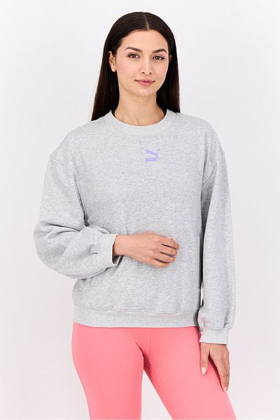 Puma Women Sportswear Fit Long Sleeve Outdoor Sweatshirt, Grey Heather