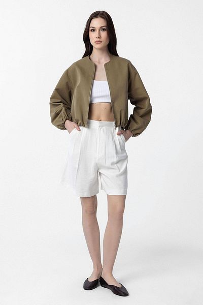 Antioch Khaki Crop Women's Bomber Coat