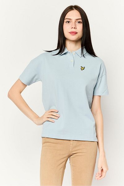 Nautica Women Regular Fit Embroidered Logo Short Sleeves Polo, Light Blue