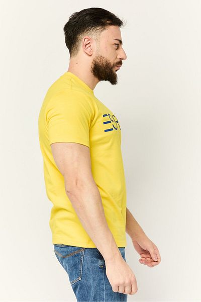 Esprit Men Crew Neck Short Sleeves Brand Logo T-shirt, Yellow