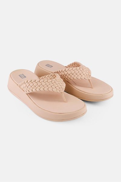 Fitflop صندل نسائي منسوج مفتوح من الأمام، لون وردي فاتح