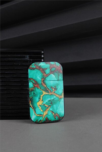 Silvio Monetti Kapaklı Baskılı Tasarım Yeşil Gazlı Çakmak - 25CAK132TD05