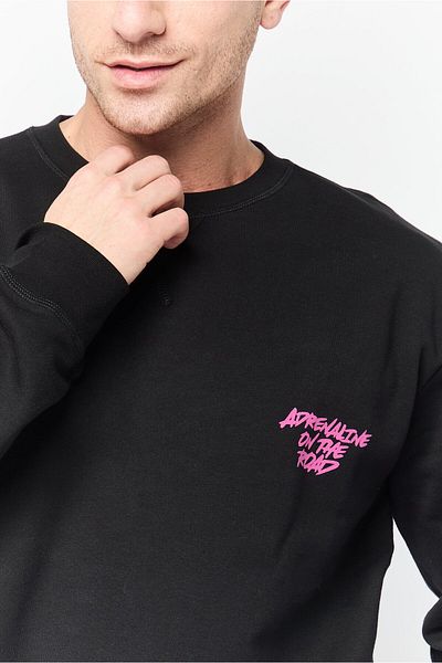Lamborghini Men Crew Neck Graphic Print Sweatshirt, Black