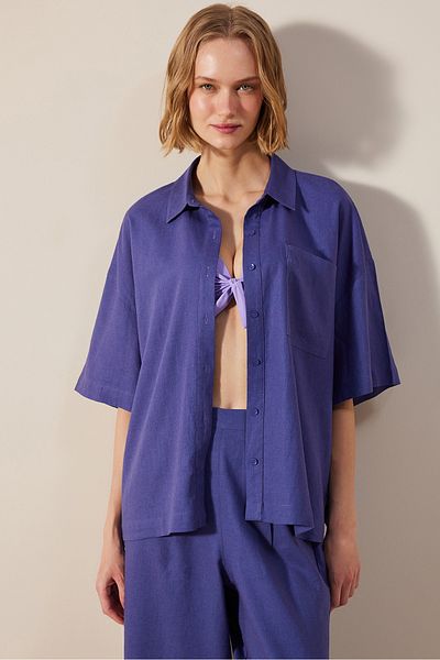 Penti Linen Natural Dark Blue Shirt