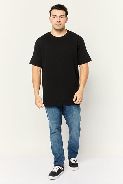 Threadbare Men Crew Neck Short Sleeves Textured T-shirt, Black