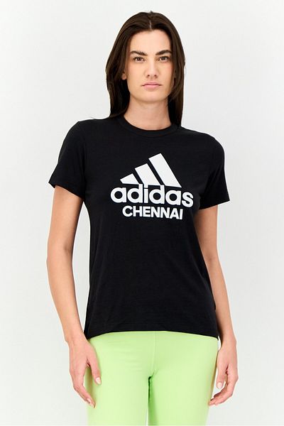 adidas Women Sportswear Fit Short Sleeves Chennai Logo Outdoor T-Shirt, Black