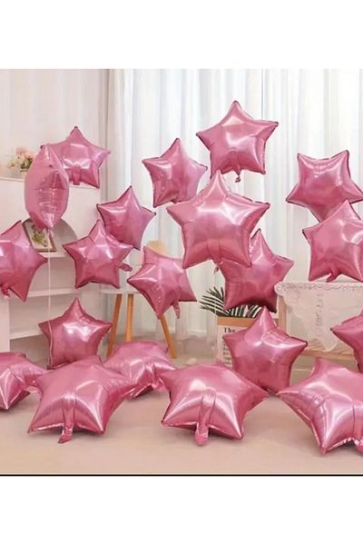 Çemrek Süs Parti Pink Star Foil Balloon 18 Inch 10 Pieces