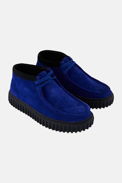 CLARKS Kids Boy Torhill Standard Fit High Cut Lace Up Shoes, Blue