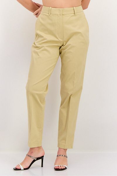 Esprit Women Slim Fit Solid Straight Leg Pants, Beige