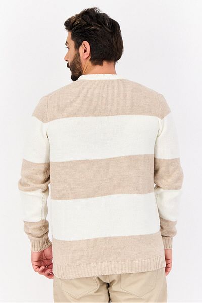 Sorbino Men Crew Neck Long Sleeves Stripe Sweater, Multicolor