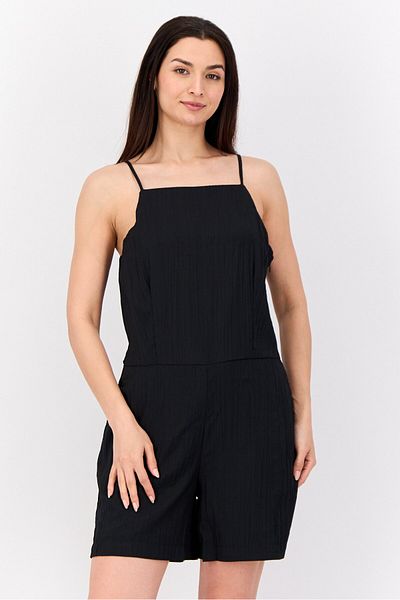 Esprit Women Plain Sleeveless Playsuits, Black