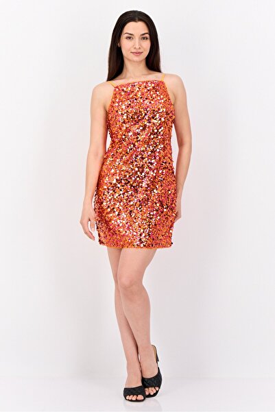 Esprit Women Sequin Mini Dress, Orange